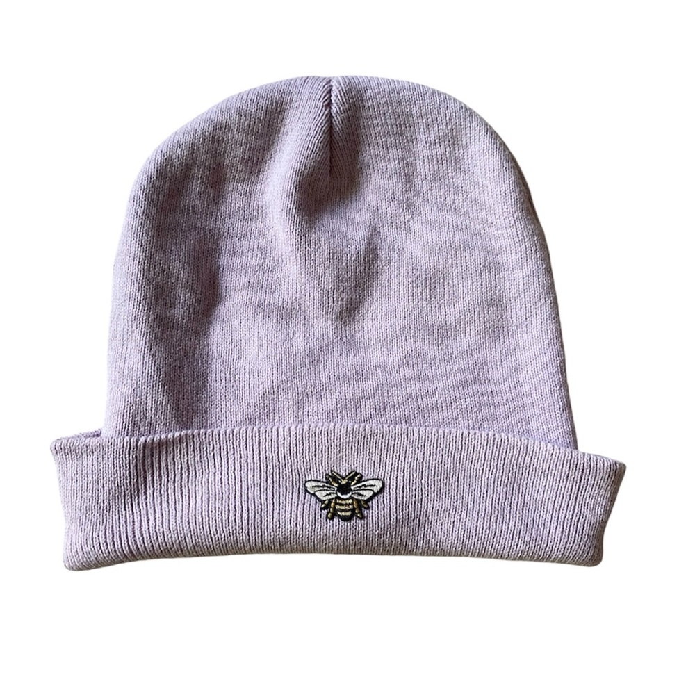 Lavender purple with an embroidered bee